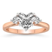 IGI Certified 1 Carat Heart Shape Lab Grown Diamond Engagement Ring | 14K Rose Gold | Synthia Three Stone Lab Diamond Ring | FG-VS1-VS2 Quality Friendly Diamonds