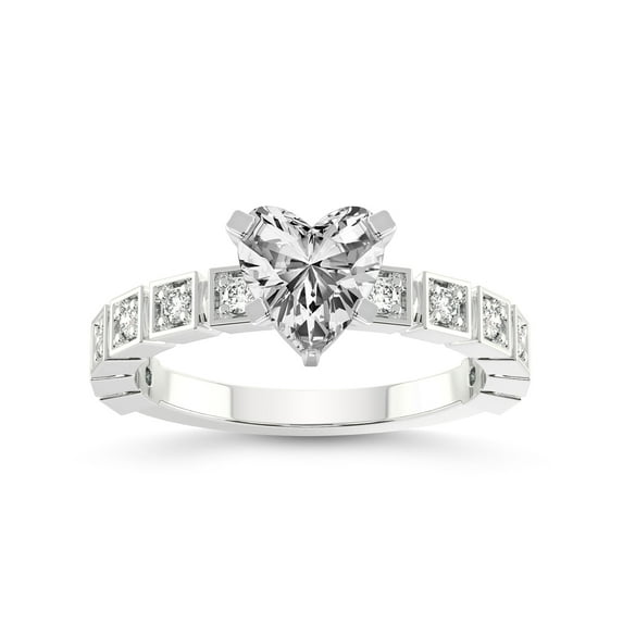 1 Carat IGI Certified Heart Shape Lab Grown Diamond Engagement Ring | 14K White Gold | Cheryl Side Stone Lab Diamond Ring | FG-VS1-VS2 Quality Friendly Diamonds