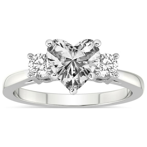 IGI Certified 1 Carat Heart Shape Lab Grown Diamond Engagement Ring | 14K White Gold | Intricacy Three Stone Lab Diamond Ring | FG-VS1-VS2 Quality Friendly Diamonds