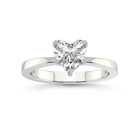 1 Carat IGI Certified Heart Shape Lab Grown Diamond Engagement Ring | 14K White Gold | Jannel Tapering Solitaire Lab Diamond Ring | FG-VS1-VS2 Quality Friendly Diamonds