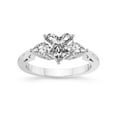 thumbnail image 1 of 1 Carat IGI Certified Heart Shape Lab Grown Diamond Engagement Ring | 14K White Gold | Leona Three stone Side Pear Shape Lab Diamond Ring | FG-VS1-VS2 Quality Friendly Diamonds, 1 of 5