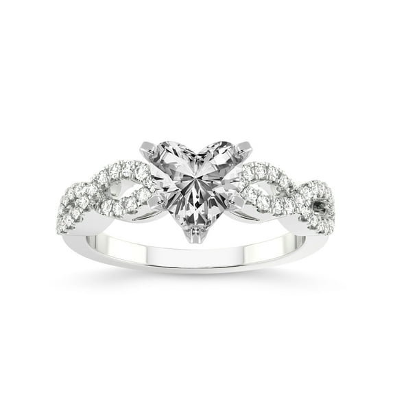 1 Carat IGI Certified Heart Shape Lab Grown Diamond Engagement Ring | 14K White Gold | Lorene Twisted Shank Lab Diamond Ring | FG-VS1-VS2 Quality Friendly Diamonds