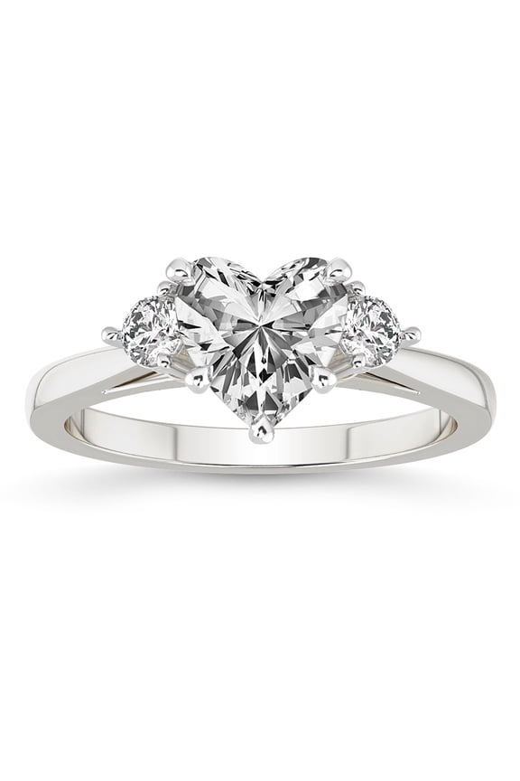 IGI Certified 1 Carat Heart Shape Lab Grown Diamond Engagement Ring | 14K White Gold | Synthia Three Stone Lab Diamond Ring | FG-VS1-VS2 Quality Friendly Diamonds