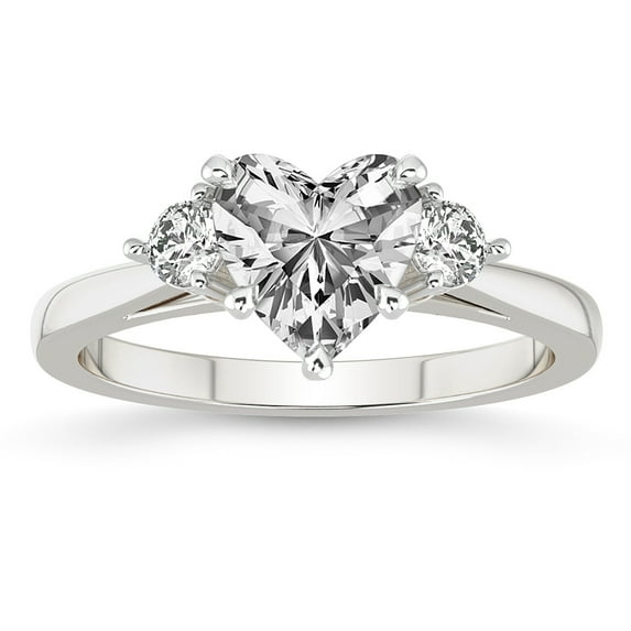 IGI Certified 1 Carat Heart Shape Lab Grown Diamond Engagement Ring | 14K White Gold | Synthia Three Stone Lab Diamond Ring | FG-VS1-VS2 Quality Friendly Diamonds