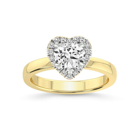 1 Carat IGI Certified Heart Shape Lab Grown Diamond Engagement Ring | 14K Yellow Gold | Anna Hidden Accents Halo Lab Diamond Ring | FG-VS1-VS2 Quality Friendly Diamonds