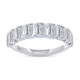 thumbnail image 1 of AFFY 1 Carat IGI Certified Lab Grown Diamond Anniversary Band Ring For Women | 10K Solid White Gold | Emerald Shape Bezel Set 9 Stone Half Eternity Wedding Band Ring Size-6, 1 of 5