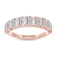 thumbnail image 1 of AFFY 1 Carat IGI Certified Lab Grown Diamond Anniversary Band Ring For Women | 14K Solid Rose Gold | Emerald Shape Bezel Set 9 Stone Half Eternity Wedding Band Ring Size-5.5, 1 of 4