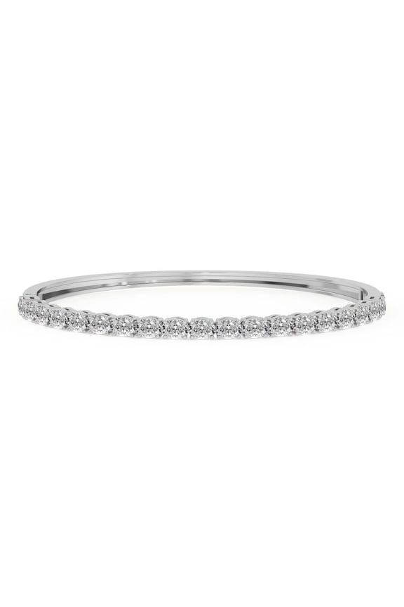 1 Carat IGI Certified Lab Grown Diamond Bangle Bracelet For Women | 14K White Gold FG-VS Quality | Oval Serenity Bracelet | Anniversary or Bridal Jewelry Gift | Friendly Diamonds