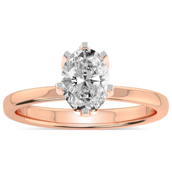 1 Carat | IGI Certified Oval Shape Lab Grown Blooming Petal Secret Halo Diamond Engagement Ring For Women | 14K Rose Gold | FG-VS1-VS2 Quality Friendly Diamonds