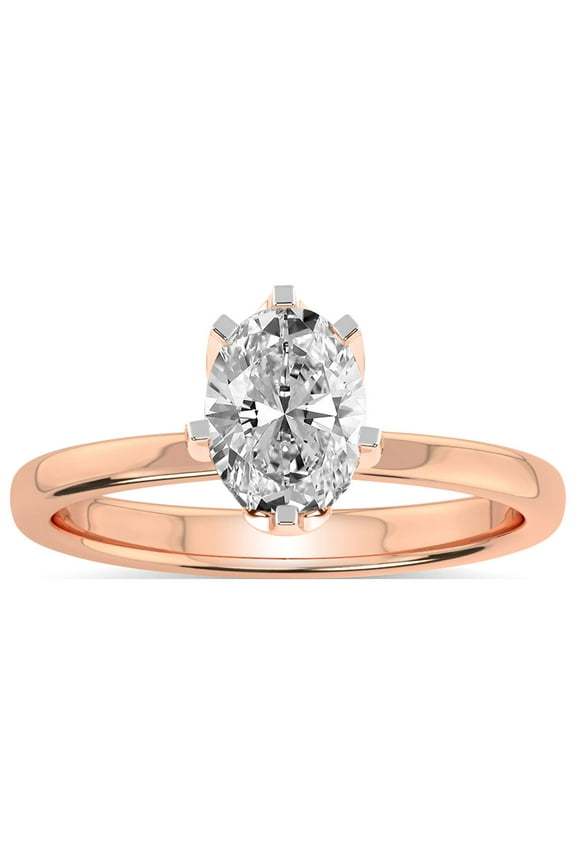 1 Carat | IGI Certified Oval Shape Lab Grown Blooming Petal Secret Halo Diamond Engagement Ring For Women | 14K Rose Gold | FG-VS1-VS2 Quality Friendly Diamonds