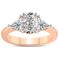 thumbnail image 1 of 1 Carat IGI Certified Oval Shape Lab Grown Diamond Engagement Ring | 14K Rose Gold |Caroline Three Stone Side Trillion Diamond Ring | FG-VS1-VS2 Quality Friendly Diamonds, 1 of 5