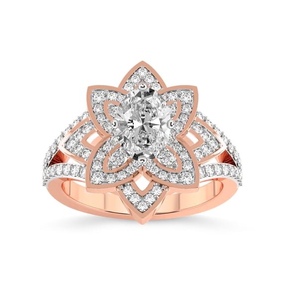 1 Carat IGI Certified Oval Shape Lab Grown Diamond Engagement Ring | 14K Rose Gold | Indigo Vintage Lab Diamond Ring | FG-VS1-VS2 Quality Friendly Diamonds