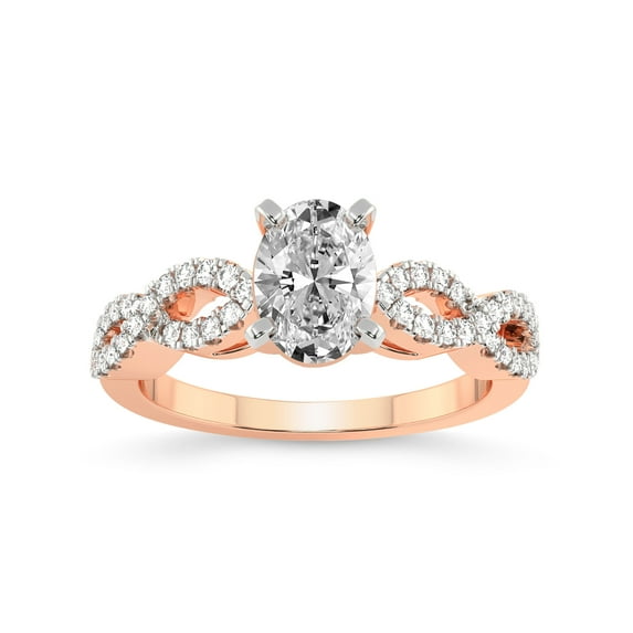 1 Carat IGI Certified Oval Shape Lab Grown Diamond Engagement Ring | 14K Rose Gold | Lorene Twisted Shank Lab Diamond Ring | FG-VS1-VS2 Quality Friendly Diamonds