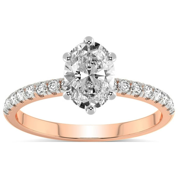 1 Carat IGI Certified Oval Shape Lab Grown Diamond Engagement Ring | 14K Rose Gold | Olivia Secret Halo Lab Diamond Ring | FG-VS1-VS2 Quality Friendly Diamonds