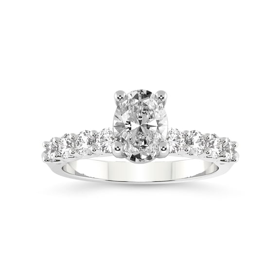 IGI Certified 1 Carat Oval Shape Lab Grown Diamond Engagement Ring | 14K White Gold | Cassidy Entwined Prongs Lab Diamond Ring | FG-VS1-VS2 Quality Friendly Diamonds