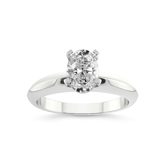 1 Carat IGI Certified Oval Shape Lab Grown Diamond Engagement Ring | 14K White Gold |Eloise Solitaire Knife Edge Lab Diamond Ring | FG-VS1-VS2 Quality Friendly Diamonds