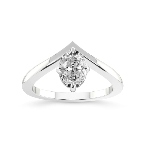 IGI Certified 1 Carat Oval Shape Lab Grown Diamond Engagement Ring | 14K White Gold | Janes Chevron Lab Diamond Ring | FG-VS1-VS2 Quality Friendly Diamonds
