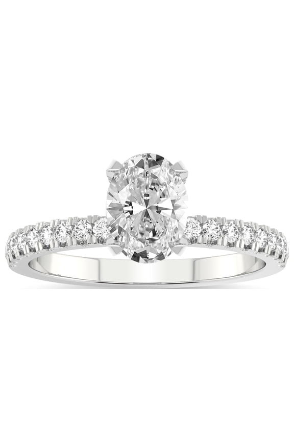 1 Carat IGI Certified Oval Shape Lab Grown Diamond Engagement Ring | 14K White Gold | Serena Eternity Lab Diamond Ring | FG-VS1-VS2 Quality Friendly Diamonds