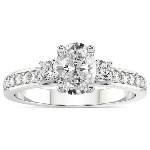 1 Carat IGI Certified Oval Shape Lab Grown Diamond Engagement Ring | 14K White Gold | Trilogy Three Stone Lab Diamond Ring | FG-VS1-VS2 Quality Friendly Diamonds