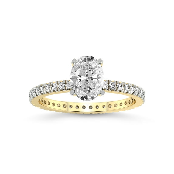 1 Carat IGI Certified Oval Shape Lab Grown Diamond Engagement Ring | 14K Yellow Gold | Claire Full Eternity Lab Diamond Ring | FG-VS1-VS2 Quality Friendly Diamonds
