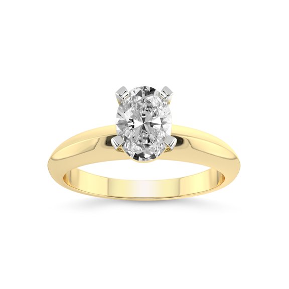 1 Carat IGI Certified Oval Shape Lab Grown Diamond Engagement Ring | 14K Yellow Gold |Eloise Solitaire Knife Edge Lab Diamond Ring | FG-VS1-VS2 Quality Friendly Diamonds