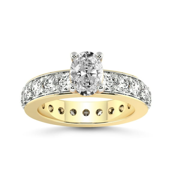 1 Carat IGI Certified Oval Shape Lab Grown Diamond Engagement Ring | 14K Yellow Gold | Madeline Full Eternity Diamond Ring | FG-VS1-VS2 Quality Friendly Diamonds
