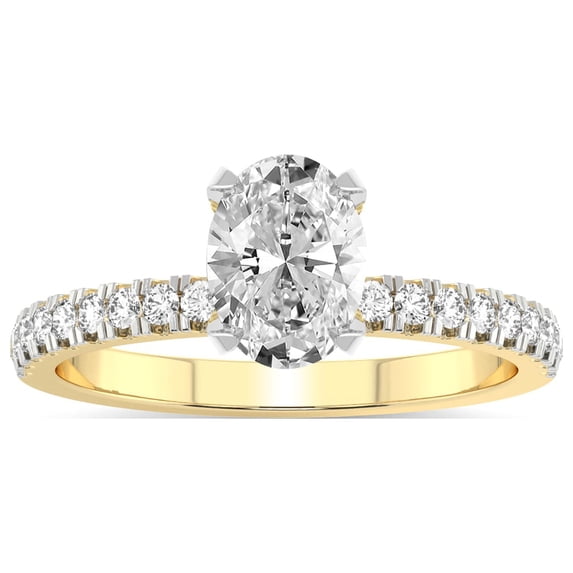 1 Carat IGI Certified Oval Shape Lab Grown Diamond Engagement Ring | 14K Yellow Gold | Serena Eternity Lab Diamond Ring | FG-VS1-VS2 Quality Friendly Diamonds