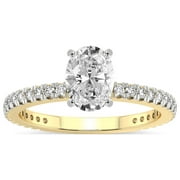 1 Carat IGI Certified Oval Shape Lab Grown Diamond Engagement Ring | 14K Yellow Gold | Zoey Six Prong Eternity Lab Diamond Ring | FG-VS1-VS2 Quality Friendly Diamonds