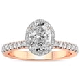 thumbnail image 1 of IGI Certified 1 Carat Oval Shape Lab Grown Diamond Engagement Ring | 14K Rose Gold | Amarya Secret Double Halo Lab Diamond Ring | FG-VS1-VS2 Quality Friendly Diamonds, 1 of 6
