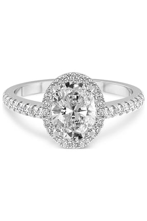 1 Carat | IGI Certified Oval Shape Lab Grown Diamond Engagement Ring For Women | 14K White Gold | Lab Created Anastasia Halo Diamond Engagement Ring | FG-VS1-VS2 Quality