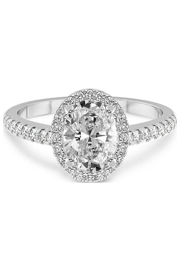 1 Carat | IGI Certified Oval Shape Lab Grown Diamond Engagement Ring For Women | 14K White Gold | Lab Created Anastasia Halo Diamond Engagement Ring | FG-VS1-VS2 Quality