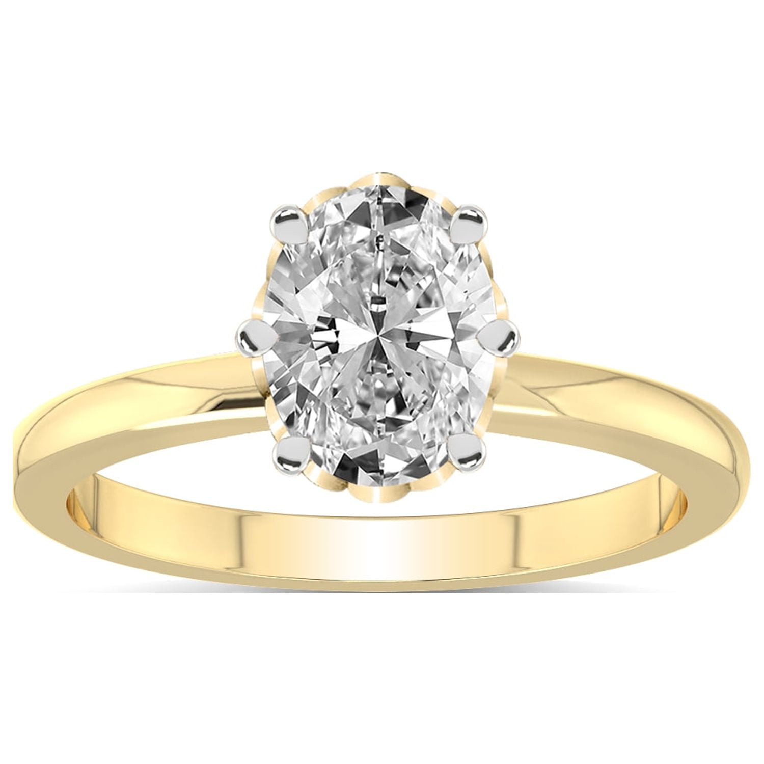 14K Gold Oval Shaped Solitaire Diamond Ring