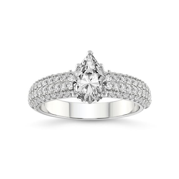 1 Carat IGI Certified Pear Shape Lab Grown Diamond Engagement Ring | 14K White Gold | Amira Luxe Secret Double Halo Lab Diamond Ring | FG-VS1-VS2 Quality Friendly Diamonds