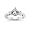 thumbnail image 1 of 1 Carat IGI Certified Pear Shape Lab Grown Diamond Engagement Ring | 14K White Gold | Emery Three Stone With Cushion Shape Side Lab Diamond Ring | FG-VS1-VS2 Quality Friendly Diamonds, 1 of 5