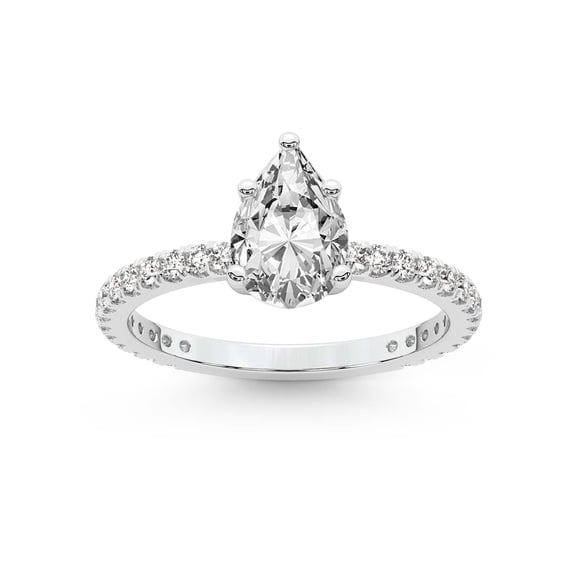 1 Carat IGI Certified Pear Shape Lab Grown Diamond Engagement Ring | 14K White Gold | Emily Eternity Lab Diamond Ring | FG-VS1-VS2 Quality Friendly Diamonds
