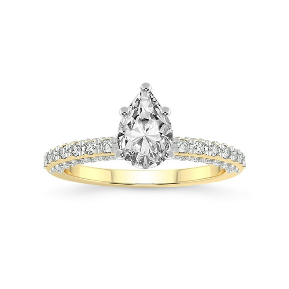 1 Carat IGI Certified Pear Shape Lab Grown Diamond Engagement Ring | 14K Yellow Gold | Atria Secret Double Halo Lab Diamond Ring | FG-VS1-VS2 Quality Friendly Diamonds