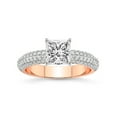 thumbnail image 1 of 1 Carat IGI Certified Princess Shape Lab Grown Diamond Engagement Ring | 14K Rose Gold |Casimer Side Stone Diamond Ring | FG-VS1-VS2 Quality Friendly Diamonds, 1 of 1