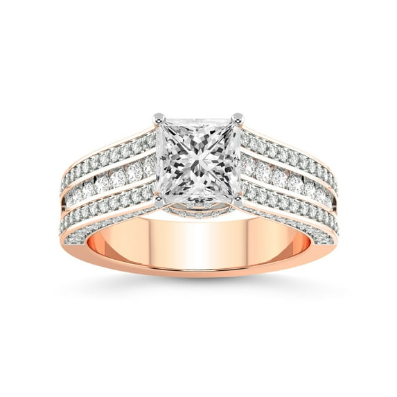 1 Carat IGI Certified Princess Shape Lab Grown Diamond Engagement Ring | 14K Rose Gold |Idris Secret Halo Diamond Ring | FG-VS1-VS2 Quality Friendly Diamonds