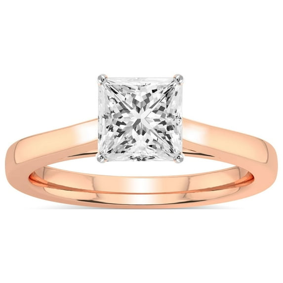 1 Carat IGI Certified Princess Shape Lab Grown Diamond Engagement Ring | 14K Rose Gold |Shye Petal Solitaire Diamond Ring | FG-VS1-VS2 Quality Friendly Diamonds