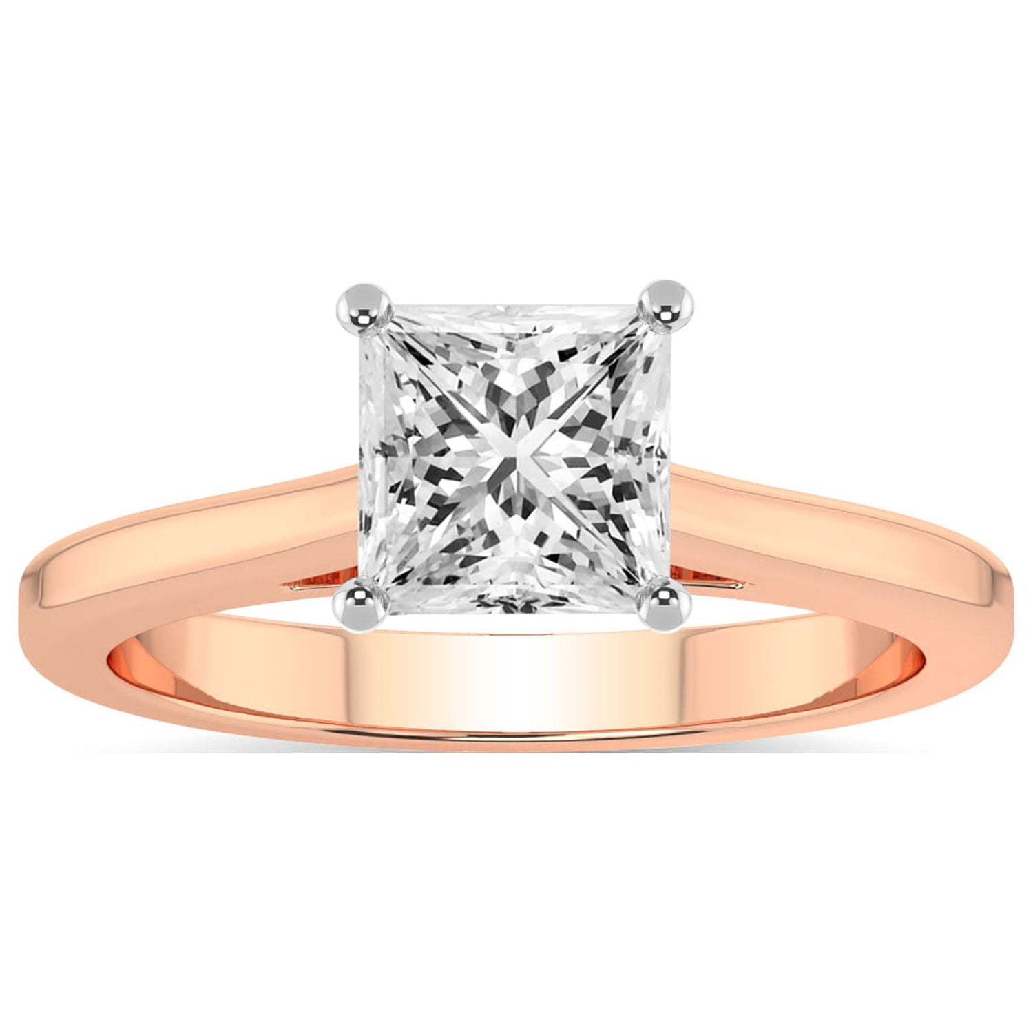 IGI Certified 1 Carat Princess Shape Lab Grown Diamond Engagement Ring ...