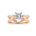 thumbnail image 1 of IGI Certified 1 Carat Princess Shape Lab Grown Diamond Engagement Ring | 14K Rose Gold | Stella Criss Cross Solitaire Lab Diamond Ring | FG-VS1-VS2 Quality Friendly Diamonds, 1 of 6