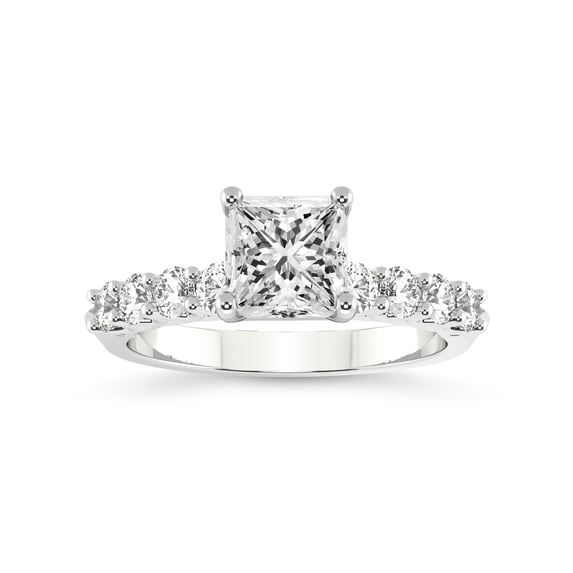 IGI Certified 1 Carat Princess Shape Lab Grown Diamond Engagement Ring | 14K White Gold | Cassidy Entwined Prongs Lab Diamond Ring | FG-VS1-VS2 Quality Friendly Diamonds