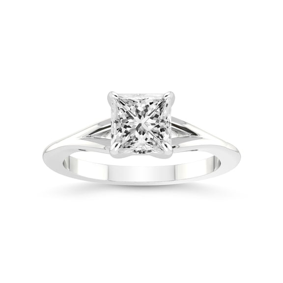 1 Carat IGI Certified Princess Shape Lab Grown Diamond Engagement Ring | 14K White Gold | Cynthia Split Shank Diamond Ring | FG-VS1-VS2 Quality Friendly Diamonds