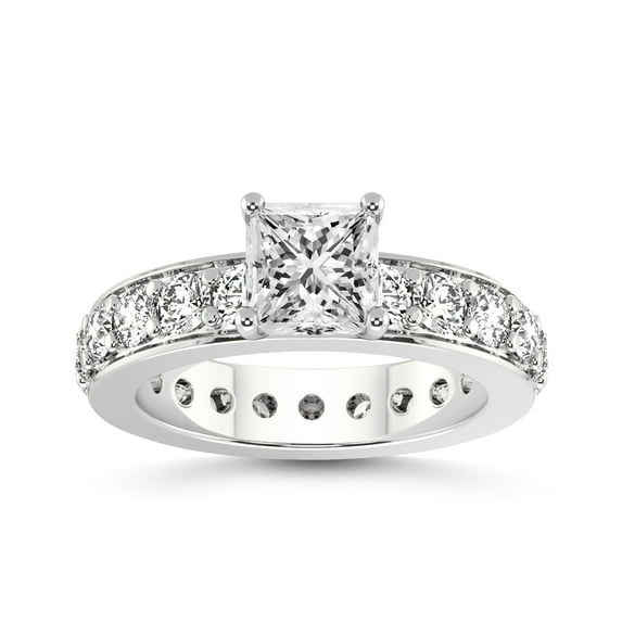 1 Carat IGI Certified Princess Shape Lab Grown Diamond Engagement Ring | 14K White Gold |Madeline Full Eternity Diamond Ring | FG-VS1-VS2 Quality Friendly Diamonds