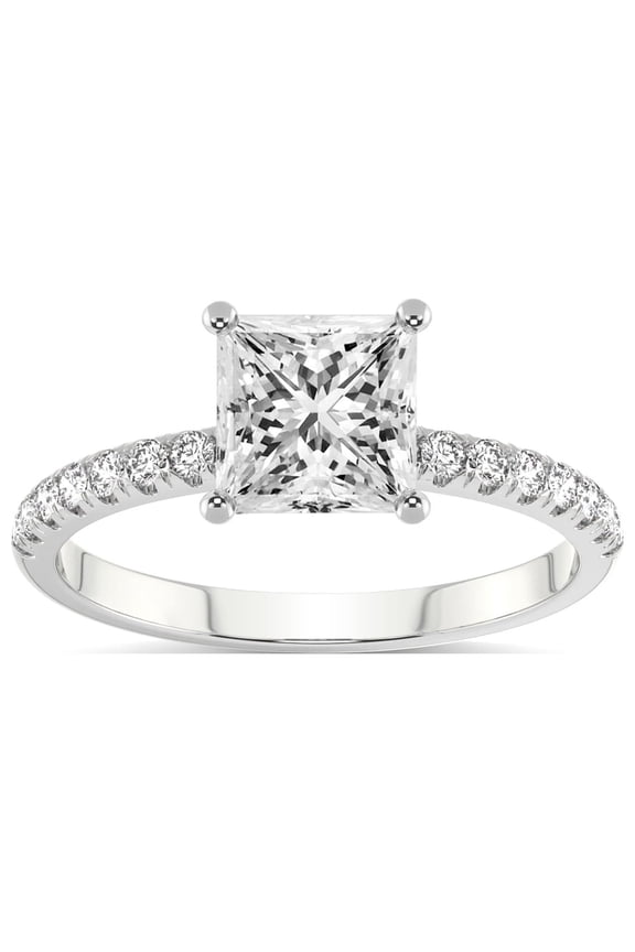 1 Carat IGI Certified Princess Shape Lab Grown Diamond Engagement Ring | 14K White Gold |Olivia Secret Halo Diamond Ring | FG-VS1-VS2 Quality Friendly Diamonds