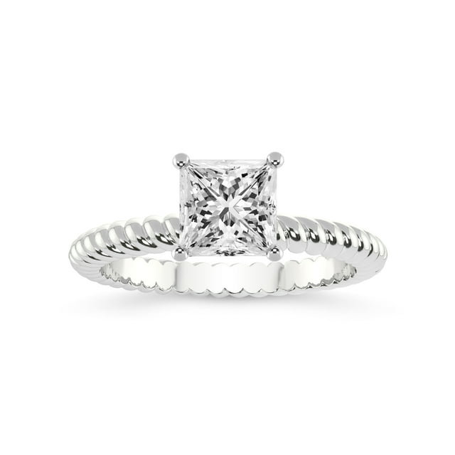 1 Carat IGI Certified Princess Shape Lab Grown Diamond Engagement Ring | 14K White Gold |Sansa Solitaire Diamond Ring | FG-VS1-VS2 Quality Friendly Diamonds