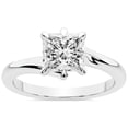 thumbnail image 1 of IGI Certified 1 Carat Princess Shape Lab Grown Diamond Engagement Ring | 14K White Gold | Seraphina Twist Prongs Solitaire Diamond Ring | FG-VS1-VS2 Quality Friendly Diamonds, 1 of 6