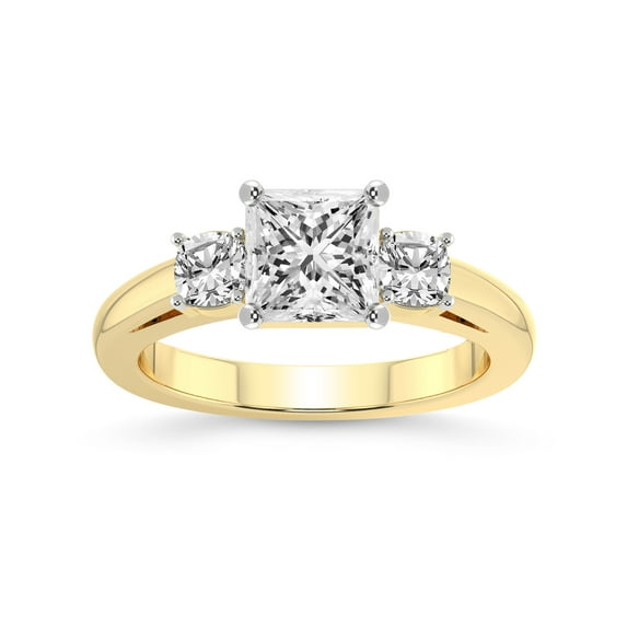 1 Carat IGI Certified Princess Shape Lab Grown Diamond Engagement Ring | 14K Yellow Gold |Jia Secret Double Halo Eternity Diamond Ring | FG-VS1-VS2 Quality Friendly Diamonds