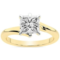 1 Carat IGI Certified Princess Shape Lab Grown Diamond Engagement Ring | 14K Yellow Gold | Seraphina Twist Prongs Solitaire Diamond Ring | FG-VS1-VS2 Quality Friendly Diamonds