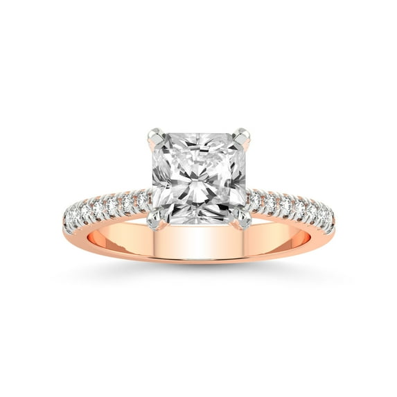 1 Carat IGI Certified Radiant Shape Lab Grown Diamond Engagement Ring | 14K Rose Gold | Amy Tapered Eternity Lab Diamond Ring | FG-VS1-VS2 Quality Friendly Diamonds